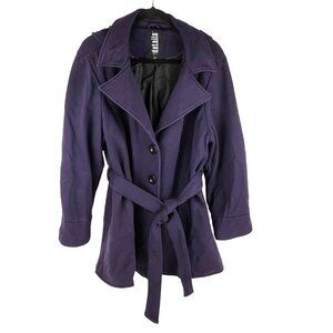 d.e.t.a.i.l.s. Women's Jacket Jersey-Knit Trench Belted Removeable Hood 1X